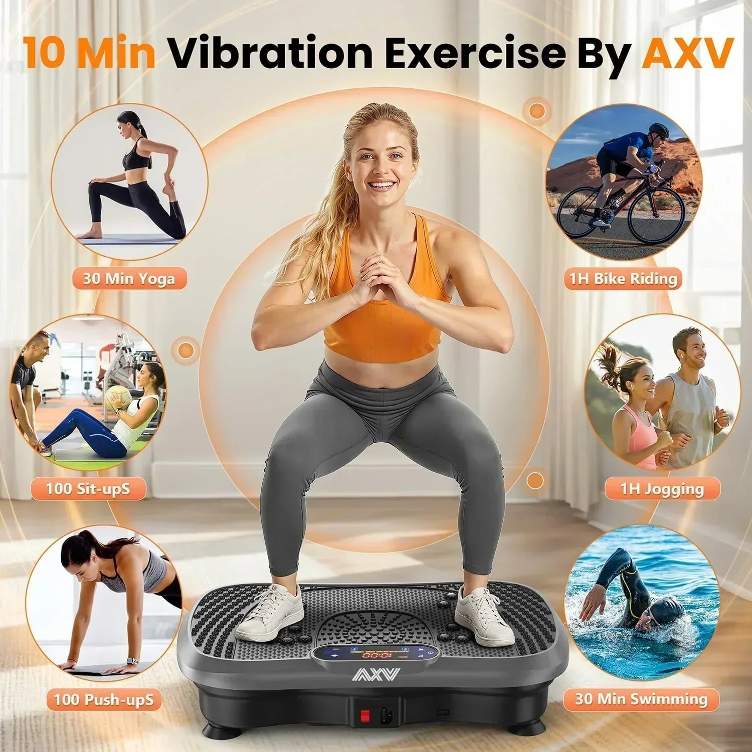 AXV Vibration Plate Fitness Platform Trainer Suitable for men and women to lose weight wourant