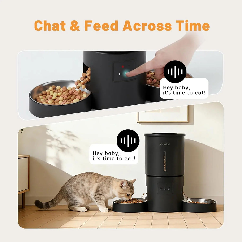 4.2L Automatic Cat Feeder for 2 Cats Dual Bowls WiFi App Timed Feeding Whisker Friendly anfaavocat