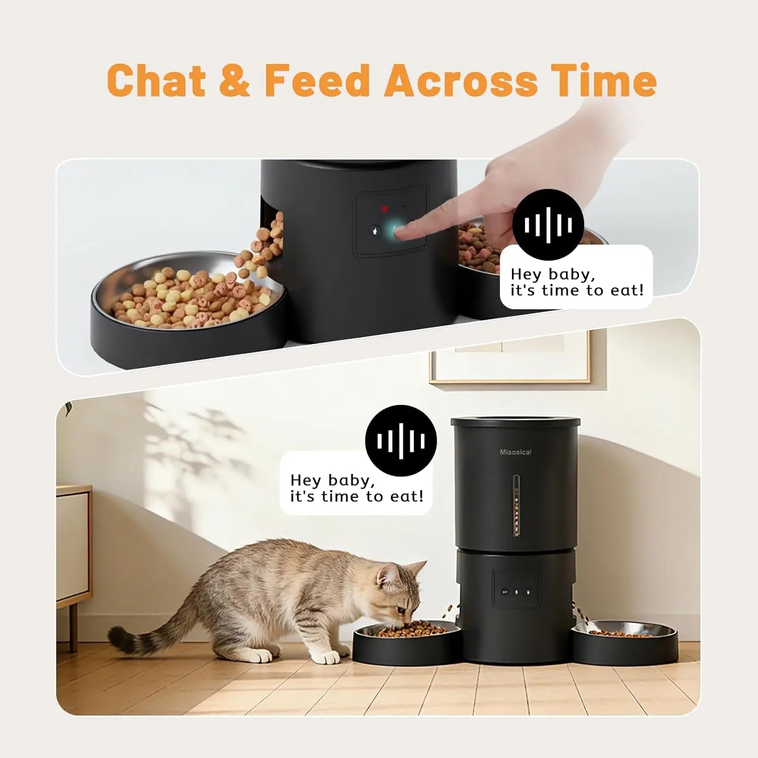 4.2L Automatic Cat Feeder for 2 Cats Dual Bowls WiFi App Timed Feeding Whisker Friendly anfaavocat