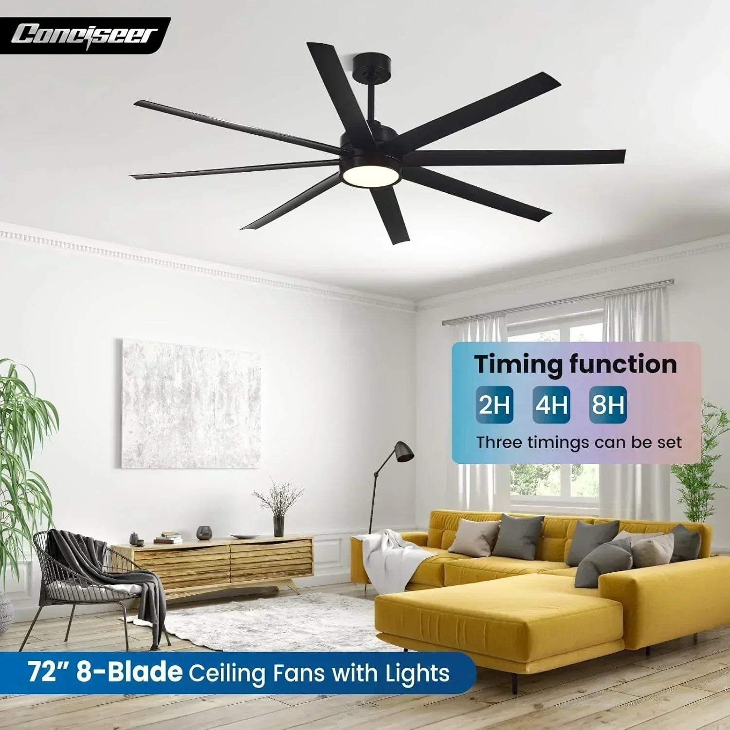 Modern ceiling fan 72 inch bedroom living room library cafe outdoor/industrial wourant