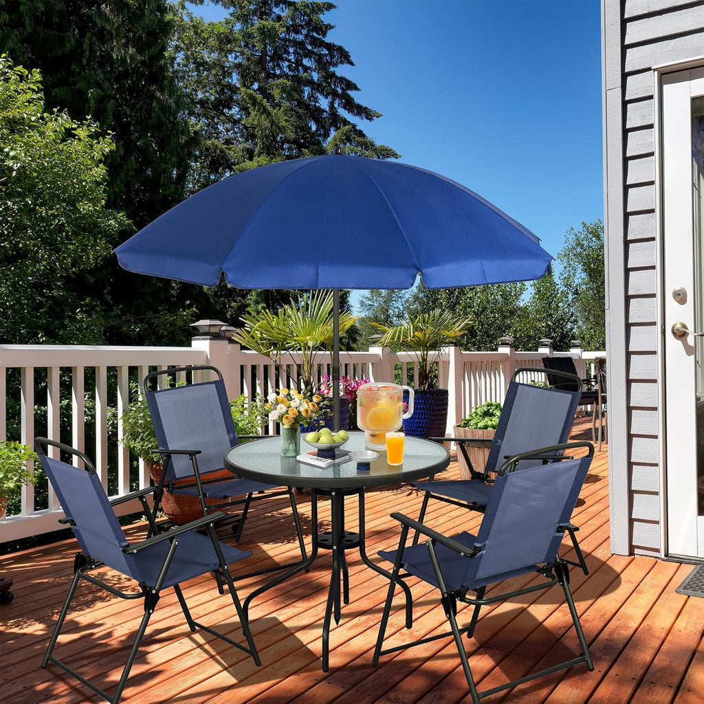 Vongrasig 6 Piece Folding Patio Dining Set Small Metal Outdoor Garden Patio Table and Chair Set wourant