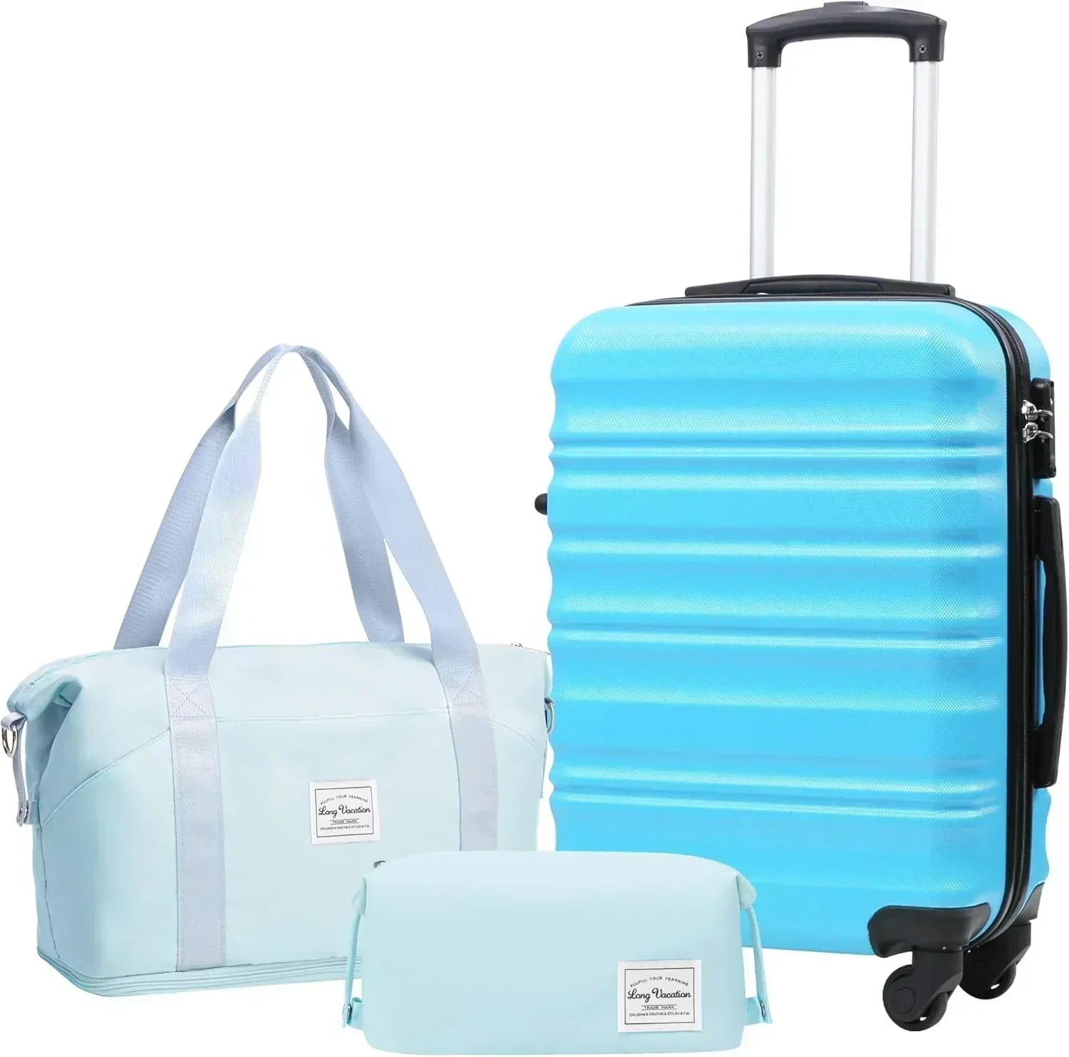 LONG VACATION 6 Piece Luggage Set Carry on Suitcase with ABS+PC hardshell Spinner Wheels wourant
