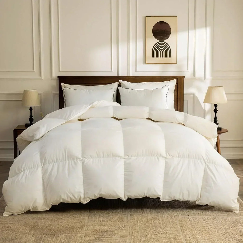 Organic down comforter queen size fluffy down core 100% cotton cover fluffy down filling wourant