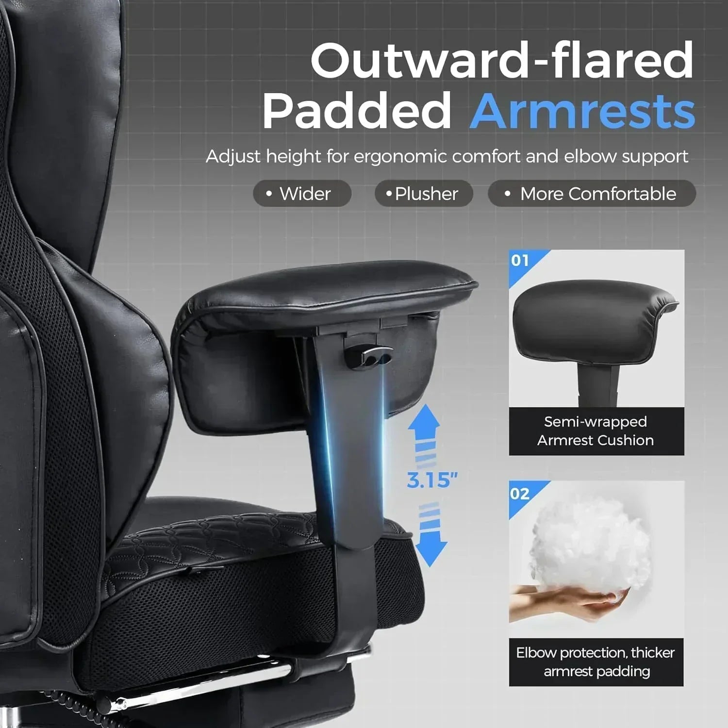 Large Tall Gaming Chair 400 lb Heavy Duty Office Chair wourant