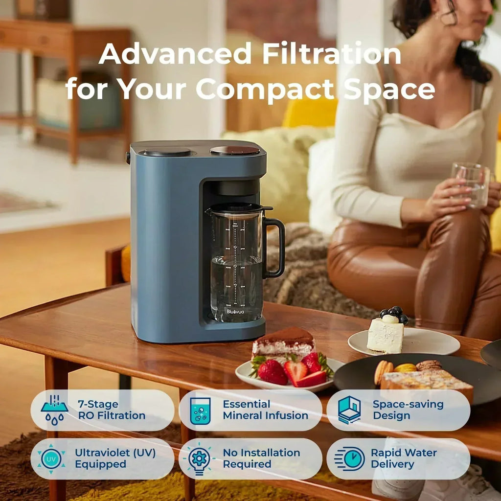 Bluevua RO100ROPOT-Lite(UV) reverse osmosis system countertop water purifier 7-stage purification wourant