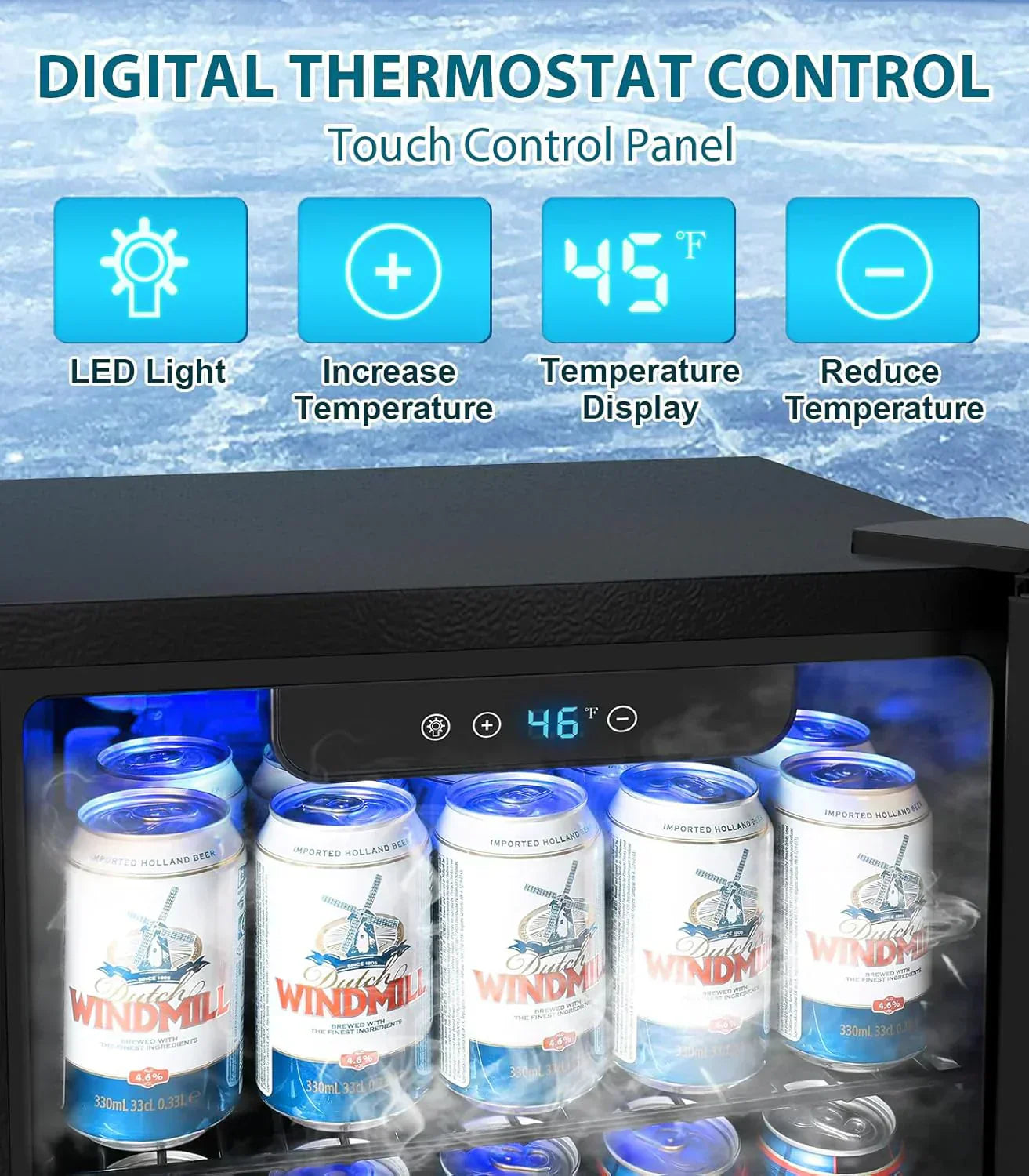 Mini Fridge 130 Can Beverage Refrigerator Cooler Drink Fridge Adjustable Temperature Control wourant