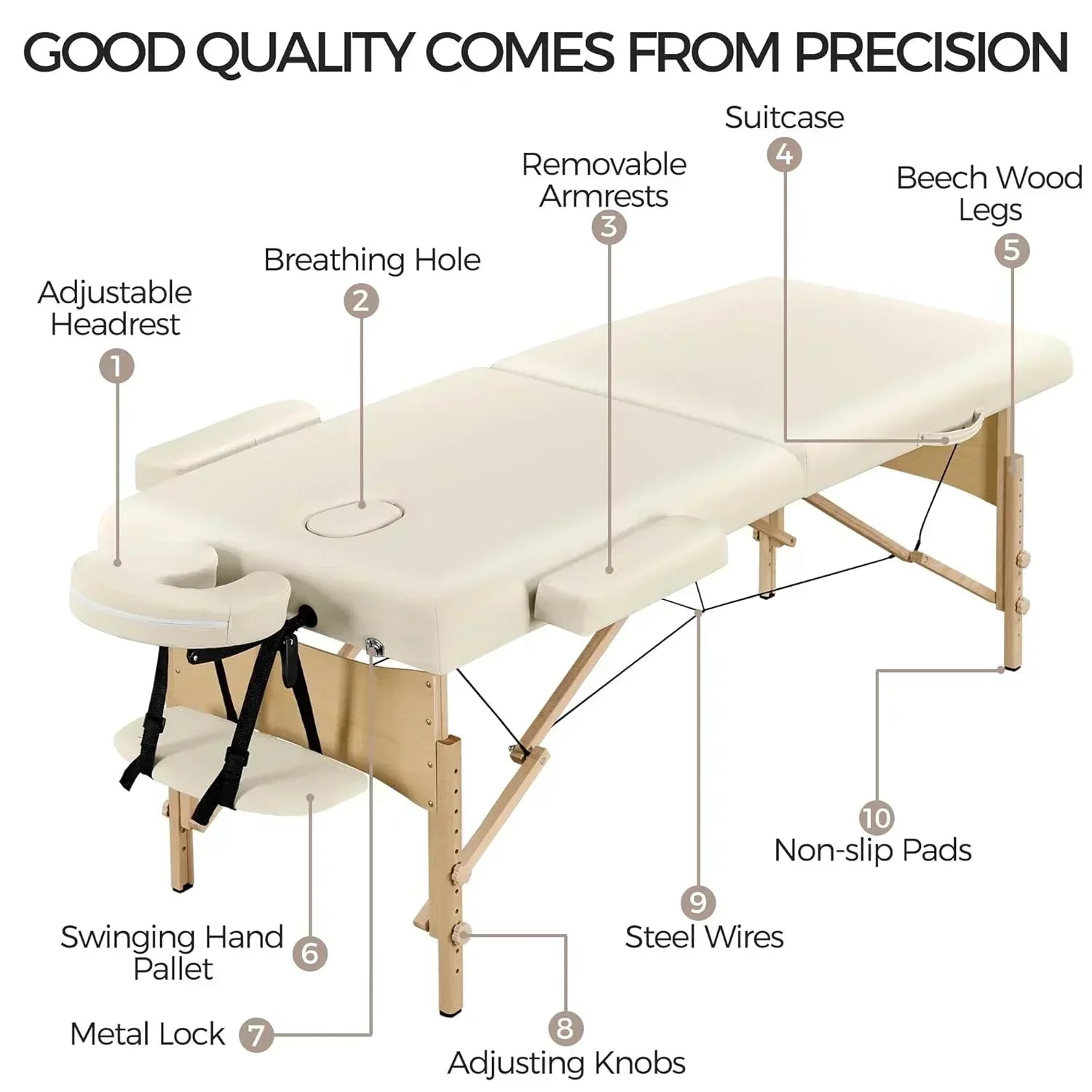 Yaheetech Massage Table Portable Lash Beds Spa Bed Massage Couch Foldable Spa Tables wourant