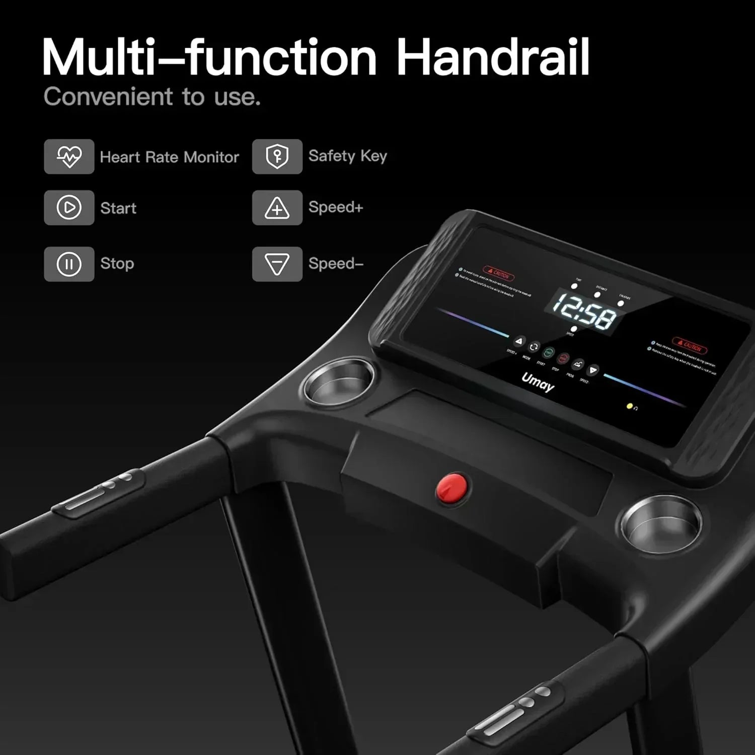 UMAY household folding tilt treadmill with heart rate sensor Low noise wourant