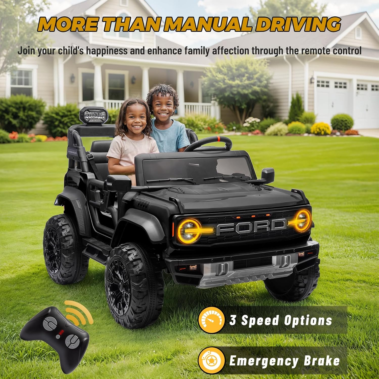 Bronco Raptor Two-Seater Ride-On Car Truck Toy Blue wourant