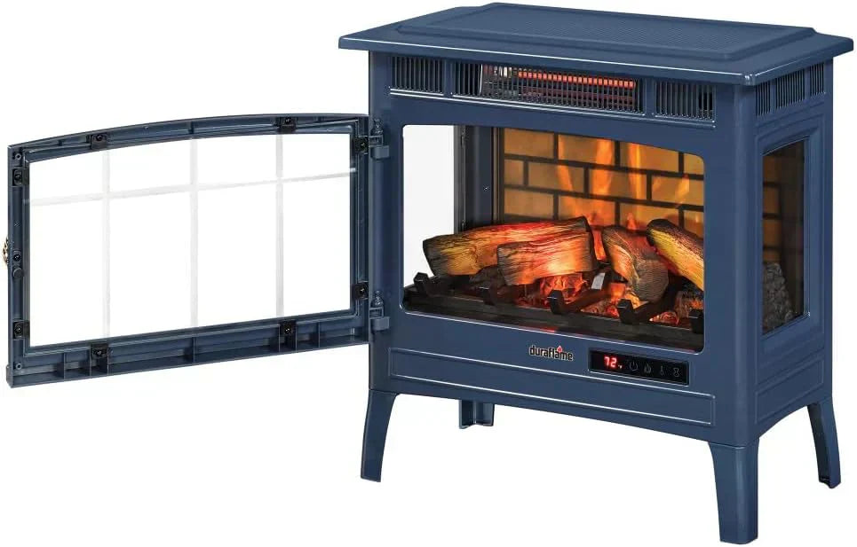 Freestanding Electric Fireplace Stove Heater with 3D Flame Effect for 1000 Sq. Ft wourant