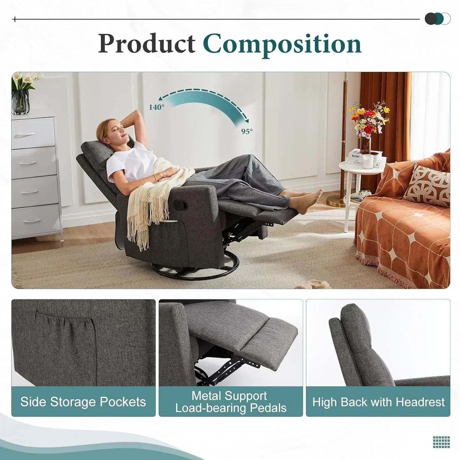 Adult recliner living room massage recliner adjustable home theater chair single sofa wourant