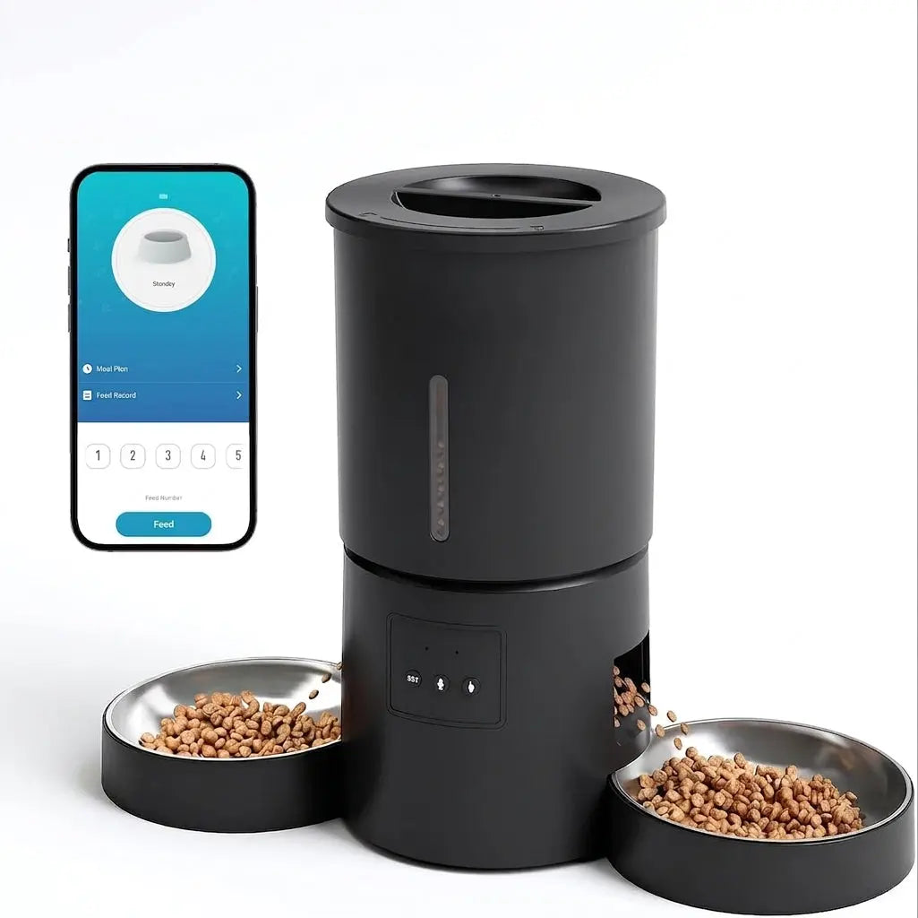 4.2L Automatic Cat Feeder for 2 Cats Dual Bowls WiFi App Timed Feeding Whisker Friendly anfaavocat