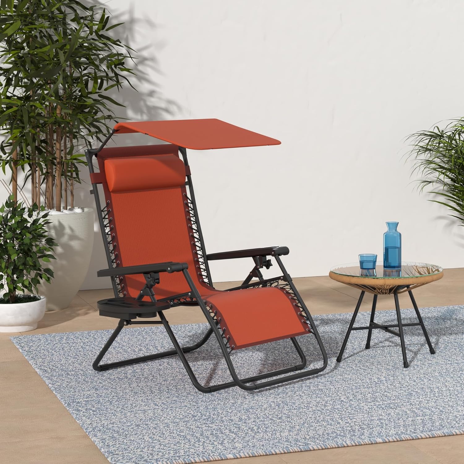 Best Choice Products Folding Zero Gravity Recliner Patio Lounge Chair Adjustable Canopy Shade wourant
