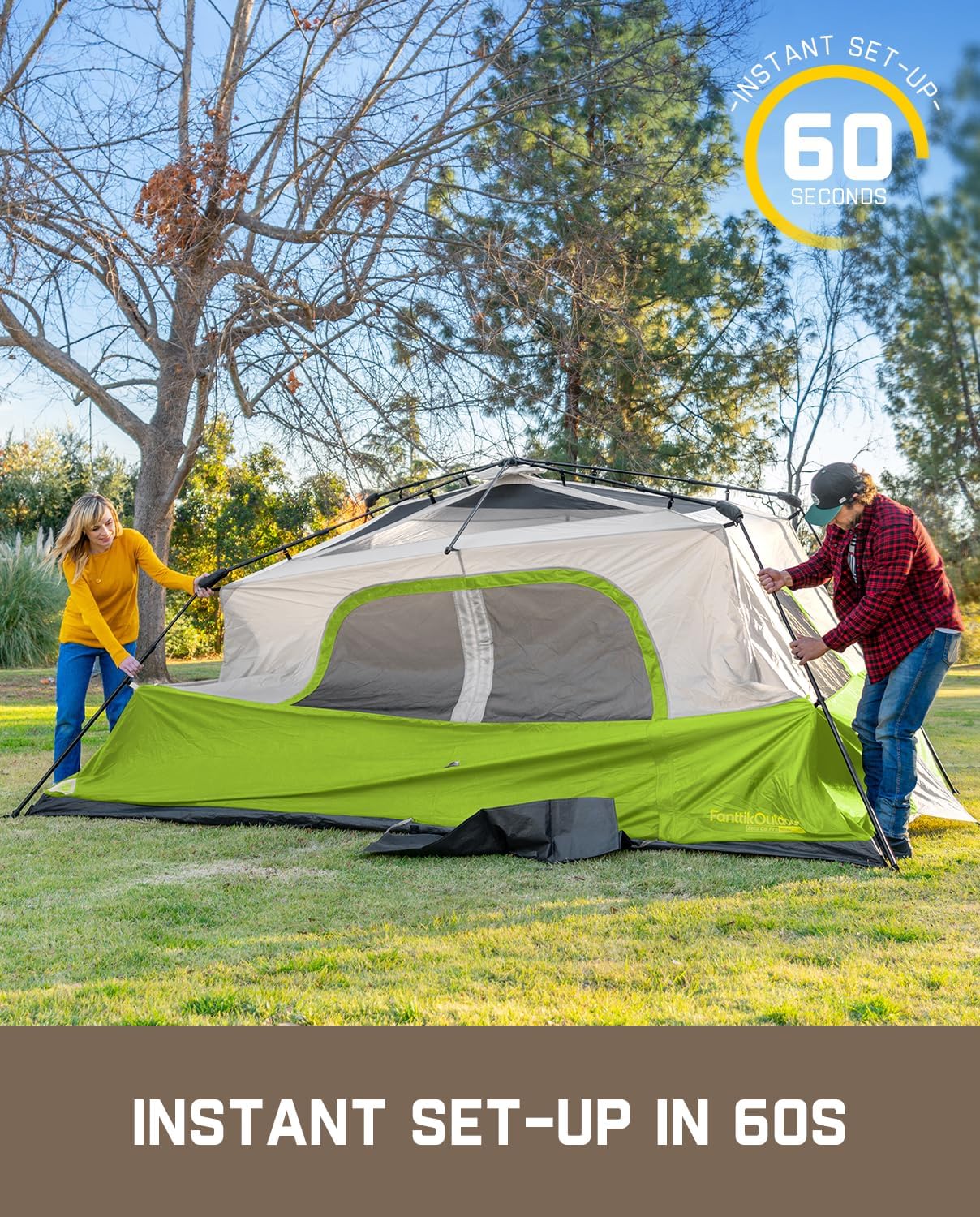 Portable camping tent for 4/6/8/10 people with instant cabin and rainproof and windproof wourant