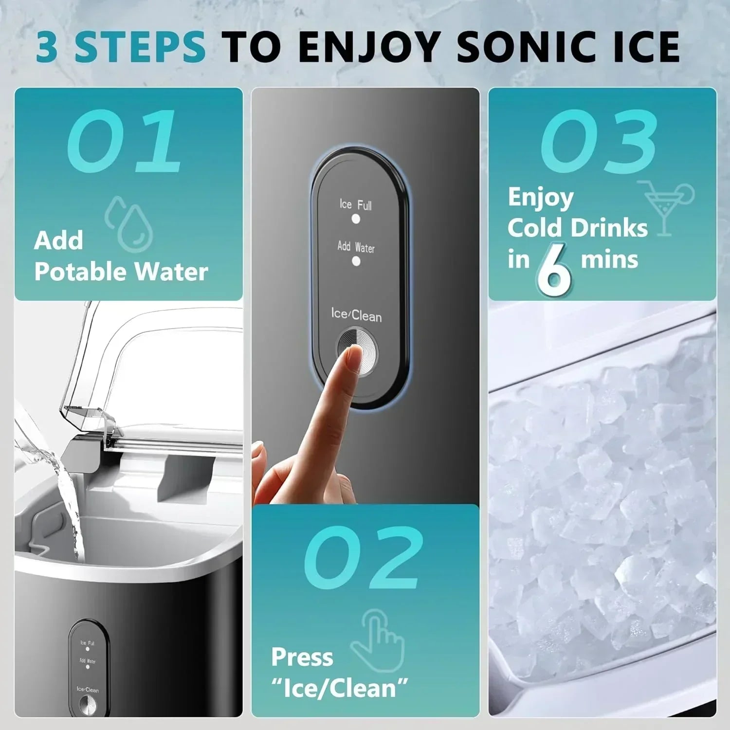 EUHOMY Nugget Ice Maker Countertop with Handle Ready 34lbs Per Day Removable Top Cover wourant