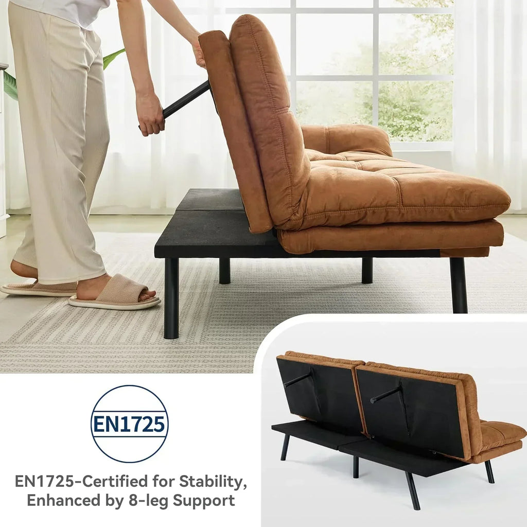 Brown loveseat convertible sofa memory foam futon sofa bed modern sleeper sofa wourant