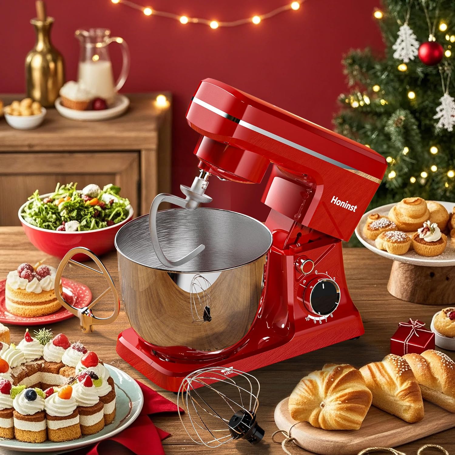 10-Speed Stand Mixer with 8-in-1 Splash Guard Tilt Head 6-Quart Stainless Steel Bowl wourant