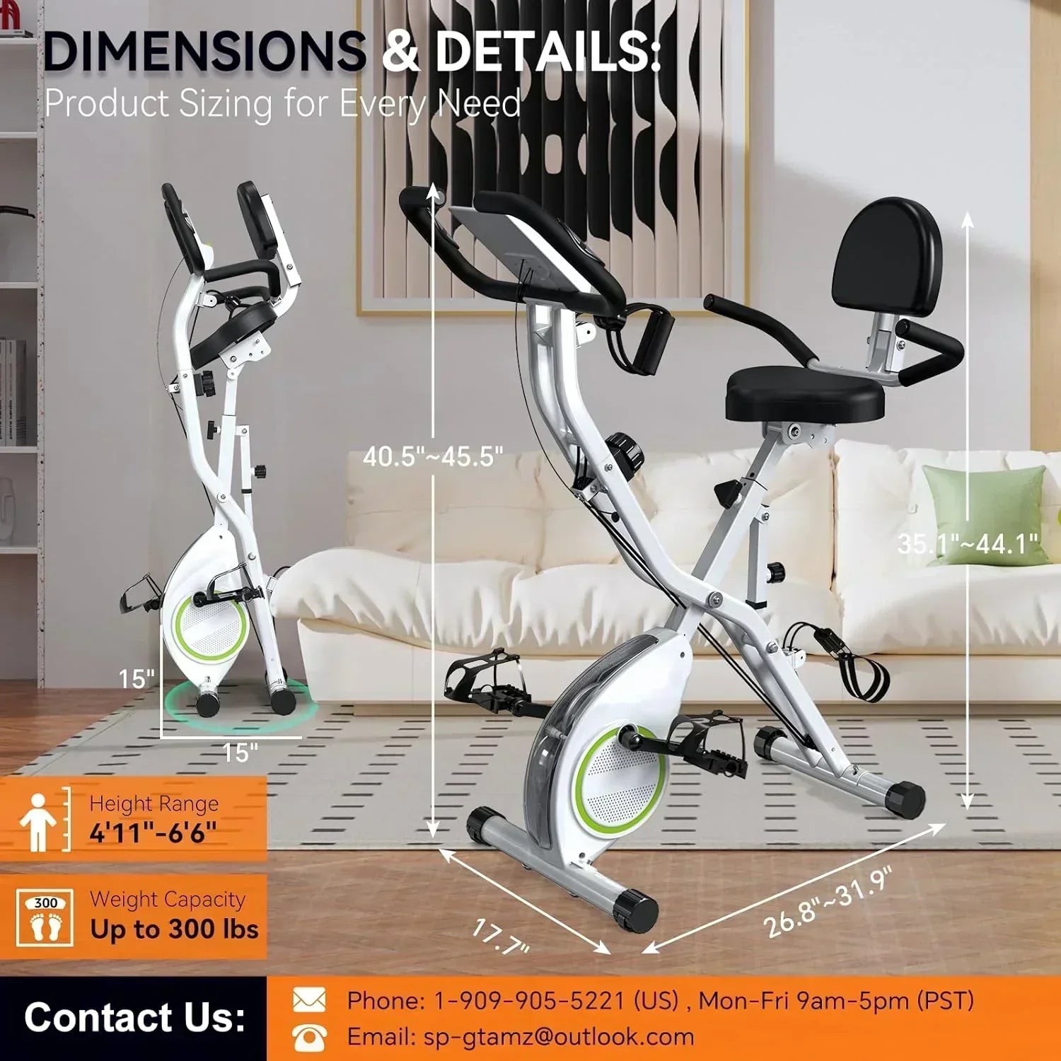 Foldable Exercise Bike Stationary Bikes  5 IN 1 Indoor Workout Cycling Bike Quiet Magnetic Resistance wourant