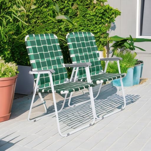 VINGLI Patio Lawn Webbed Folding Chairs Set of 2 Outdoor Beach Portable Lawn Chair wourant