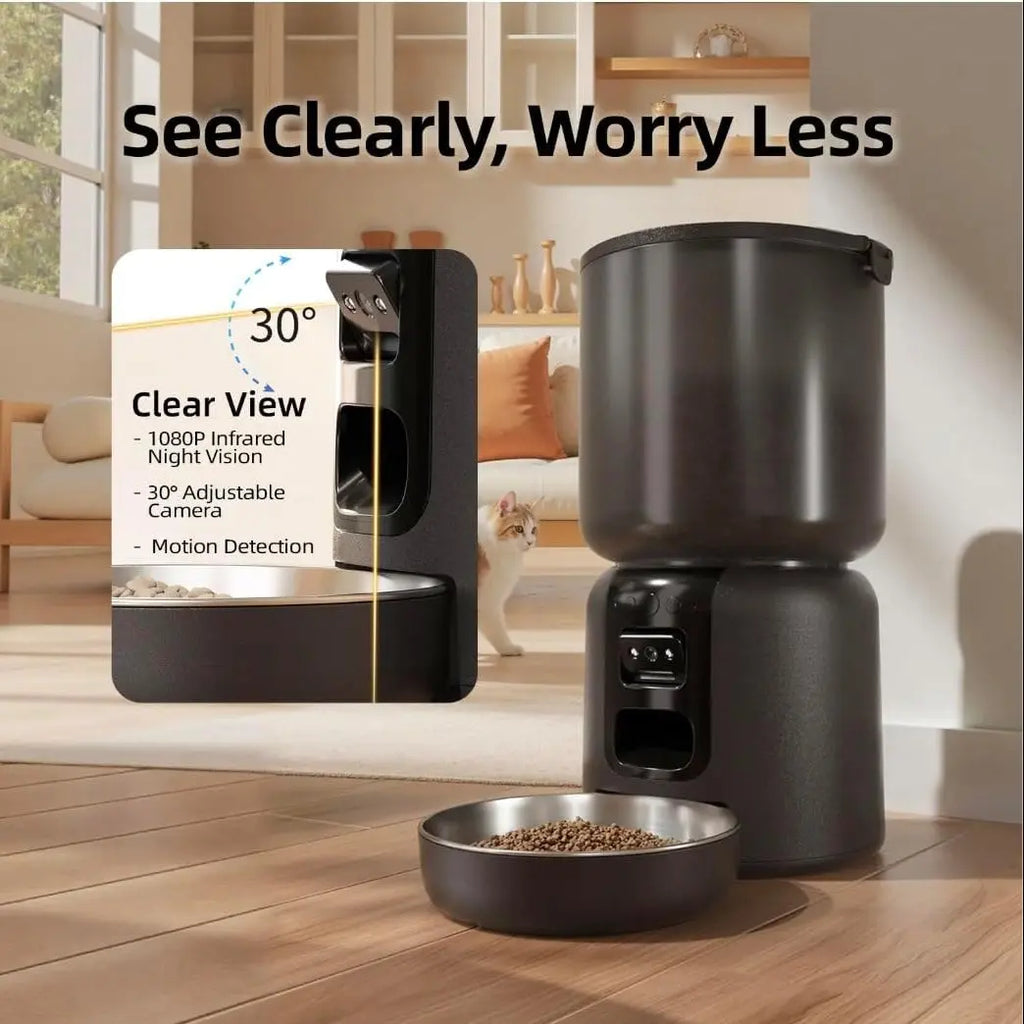4L Cat Feeder and Water Dispenser Set with 2MP Camera WiFi App Control Single Plug anfaavocat