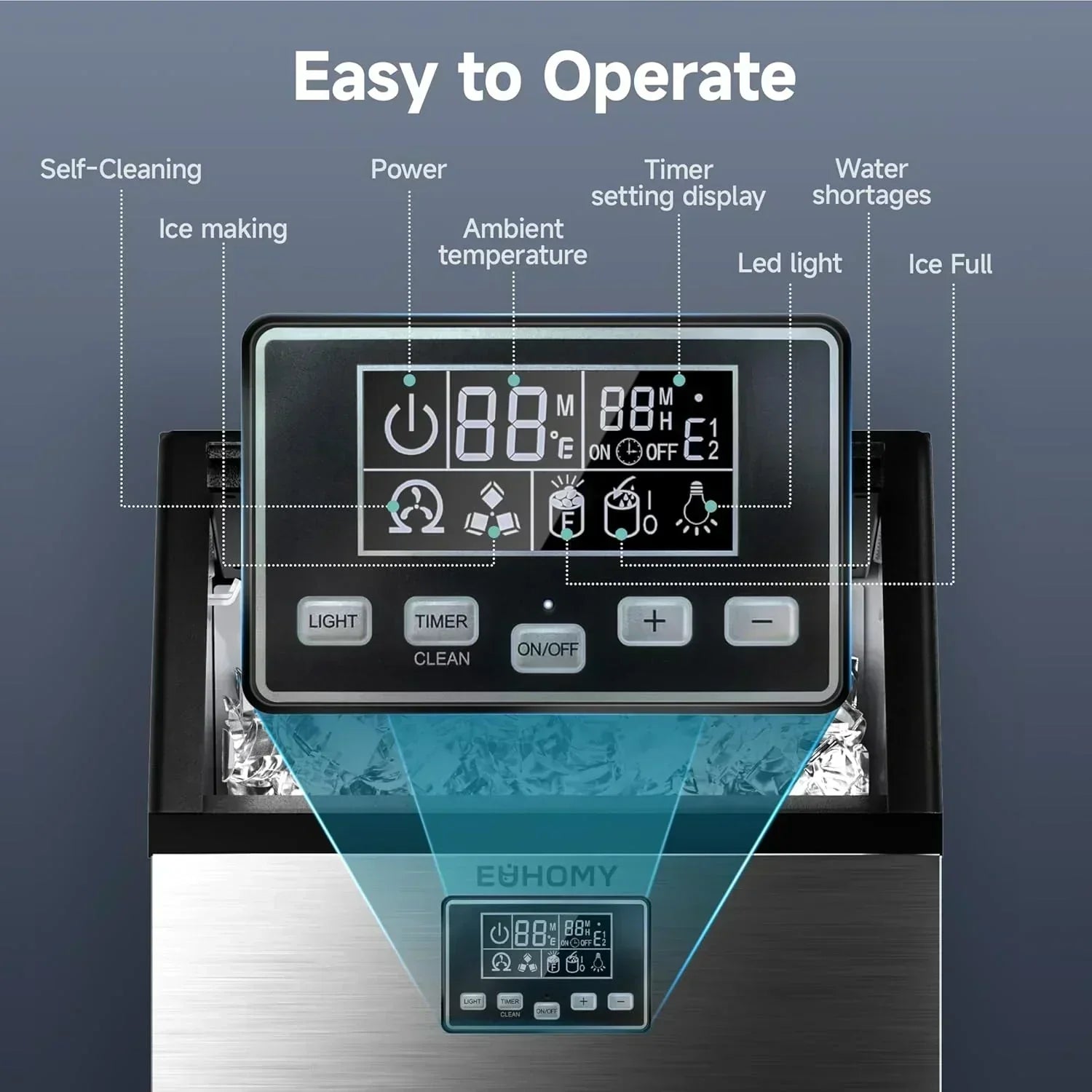 EUHOMY Commercial Ice Maker Machine 100lbs/24H Stainless Steel Under Counter ice Machine wourant