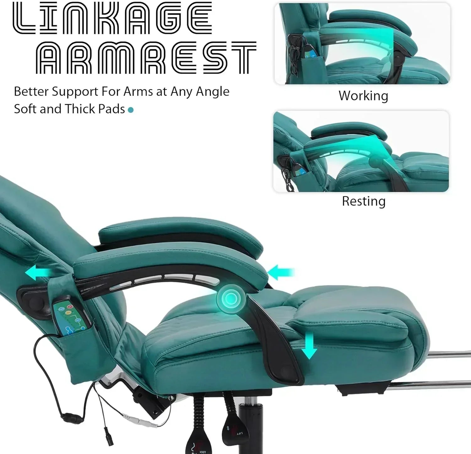 Massage Office Chair with Footrest 6 Point Vibration and Heating Home Office Desk Chair wourant