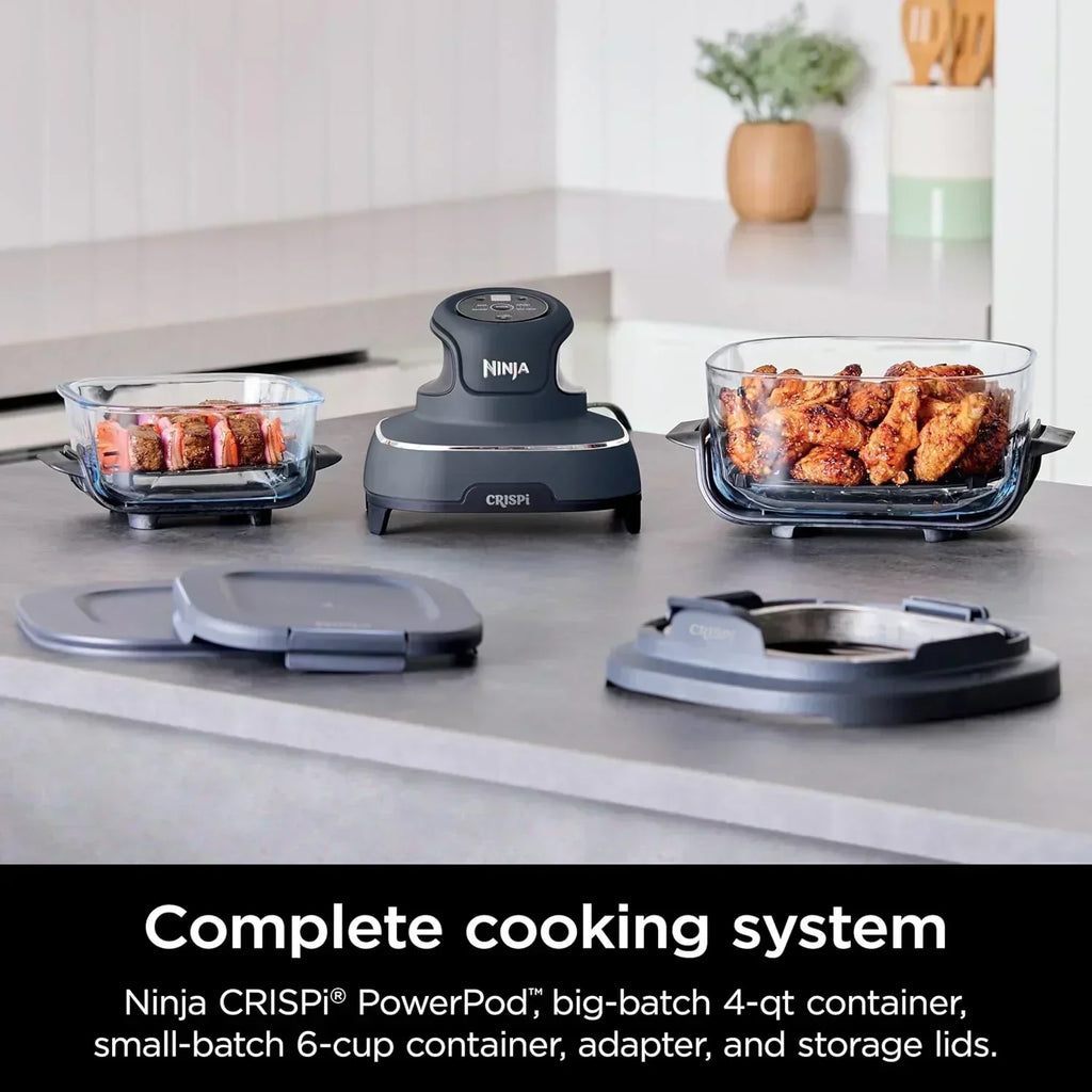 Ninja Crispi 4 in 1 Portable Glass Air Fryer Cooking System 4QT 6 Cup TempWare Glass Containers wourant