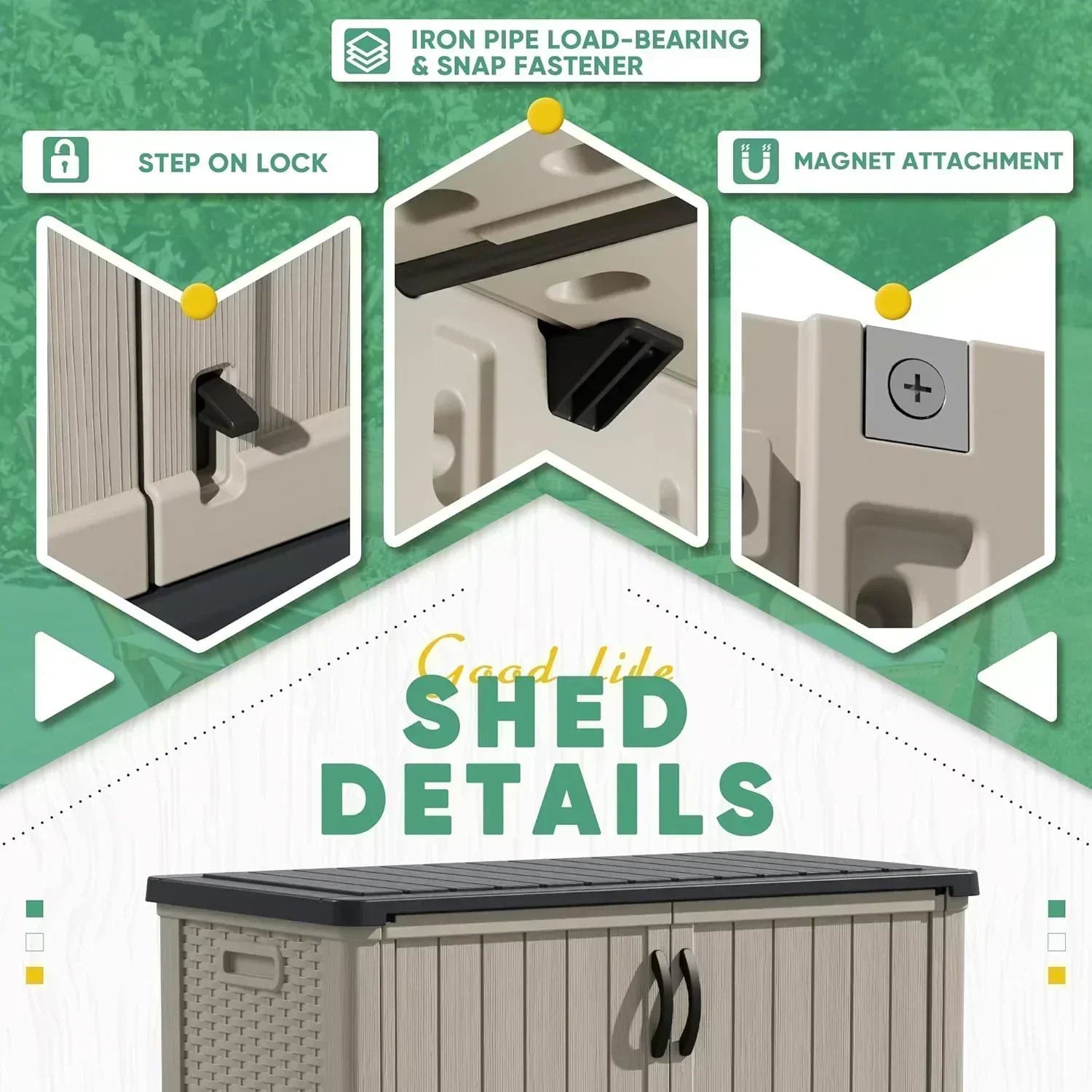 Devoko Outdoor Storage Cabinet 26 Cu Ft with Lockable Doors Horizontal Storage Shed Waterproof wourant