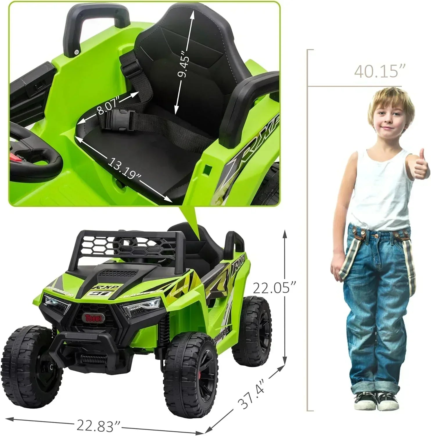 TOBBI 12V Kids Ride on Car Electric Off-Road UTV Truck with Diverse Functions Double Open Doors wourant