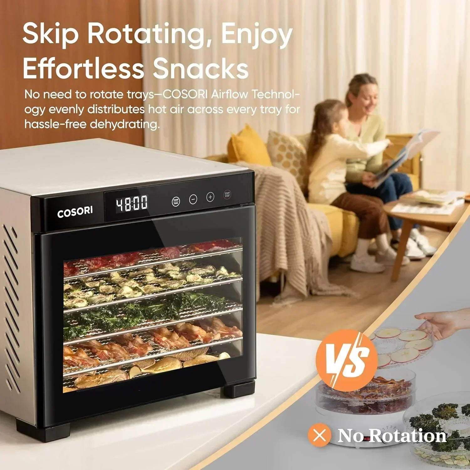 COSORI Food Dehydrator Bigger Than 7 Trays With Large 6.5" Drying Space 600W Power wourant