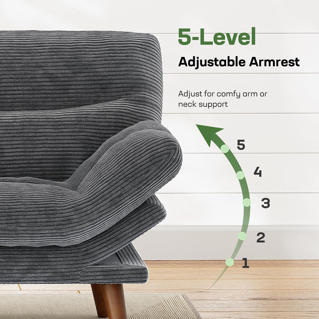 Futon Sofa Bed Futon Sofa Adjustable Back Armrests Converts to Small Sleeper Sofa Bed wourant
