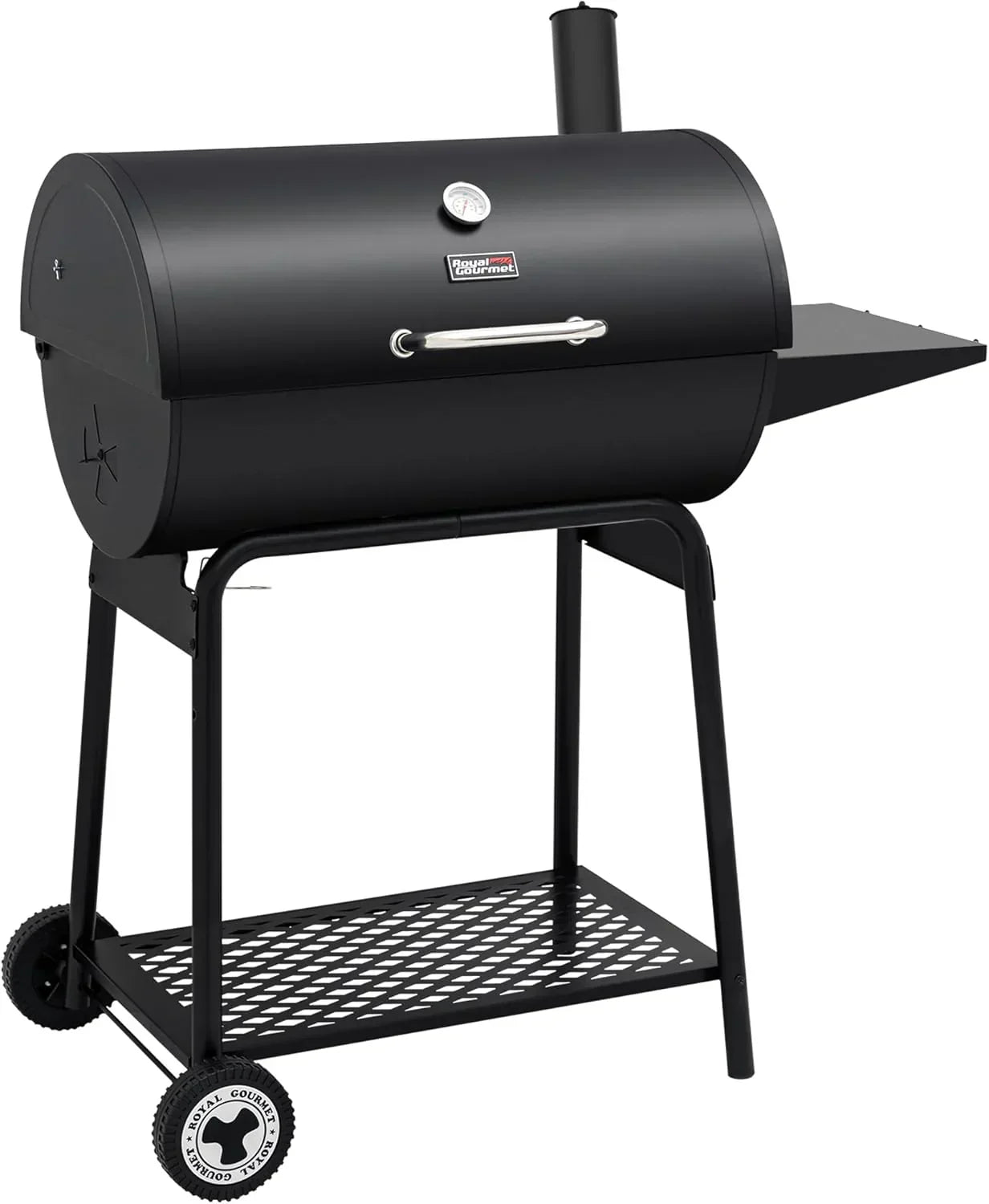 Royal Gourmet CC1830 30 Inch Barrel Charcoal Grill with Side Table Outdoor BBQ Grill  for Backyard wourant