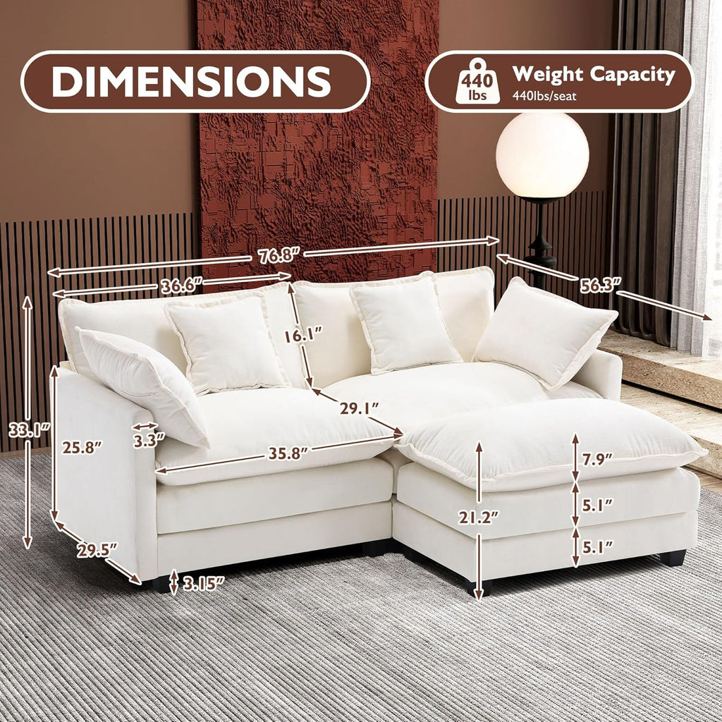 ihanherry 146-inch U-shaped modern sofa modular area cloud sofa wourant