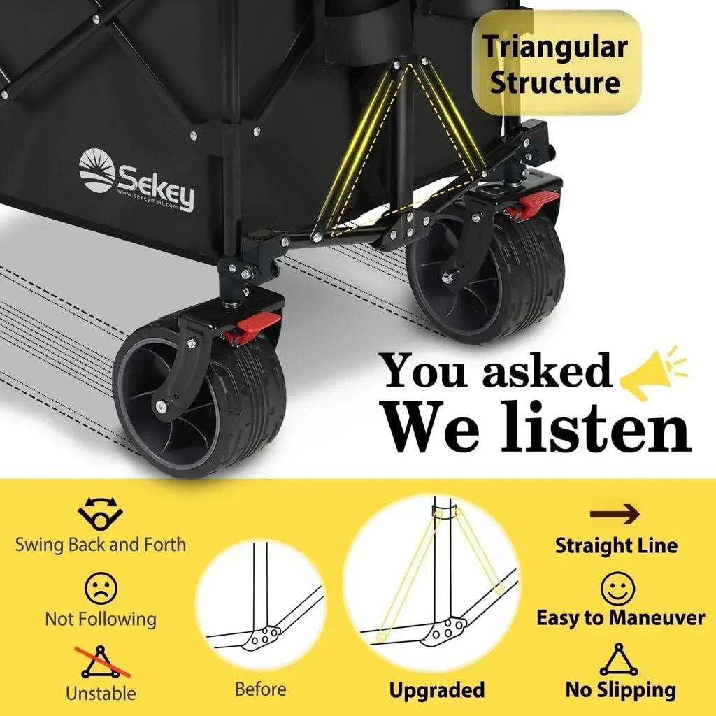 Sekey 48 Inch Long Foldable Extended Travel Cart 440 Lbs Folding Multi-Purpose Garden Cart wourant