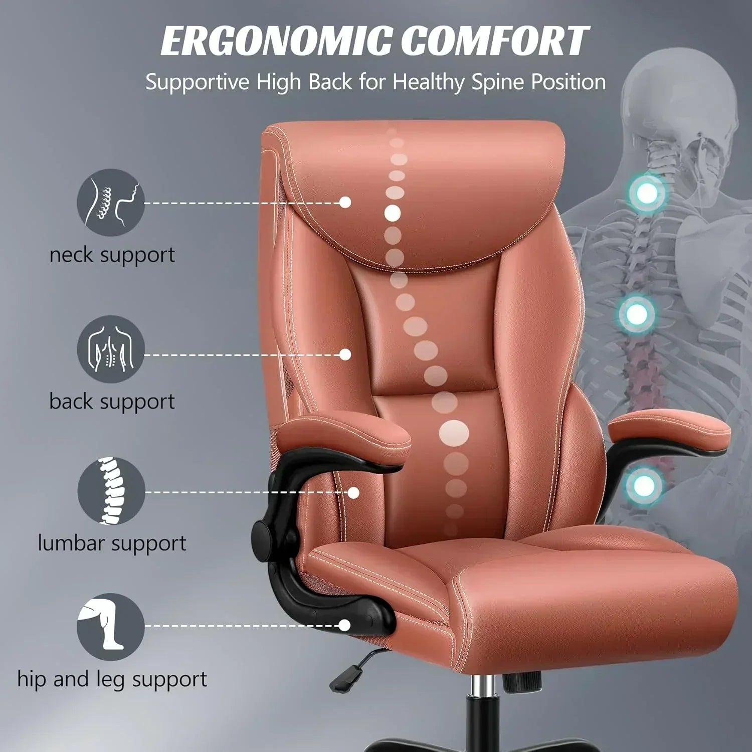 Office Chair Large High-Foot Computer Desk Chair Chair Lumbar Support Rotating Computer Chair wourant