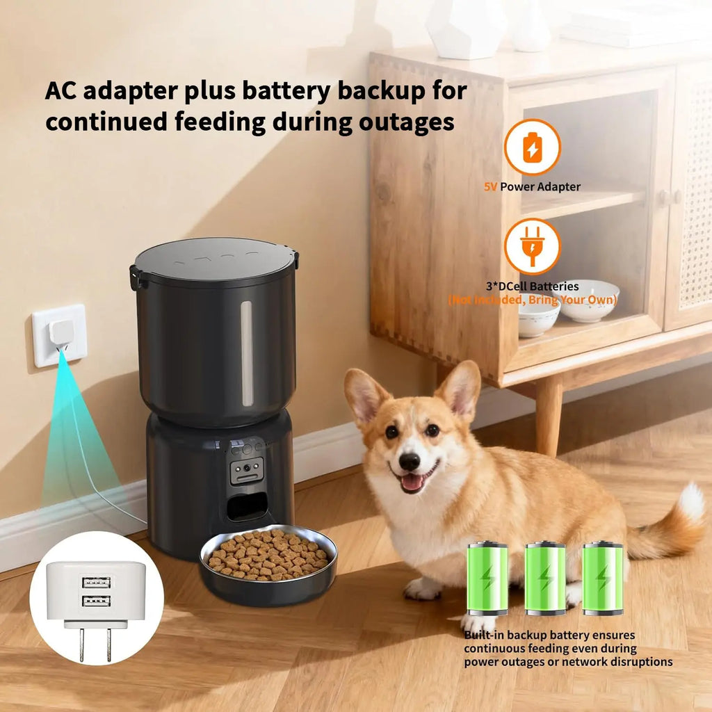 4L Cat Feeder and Water Dispenser Set with 2MP Camera WiFi App Control Single Plug anfaavocat