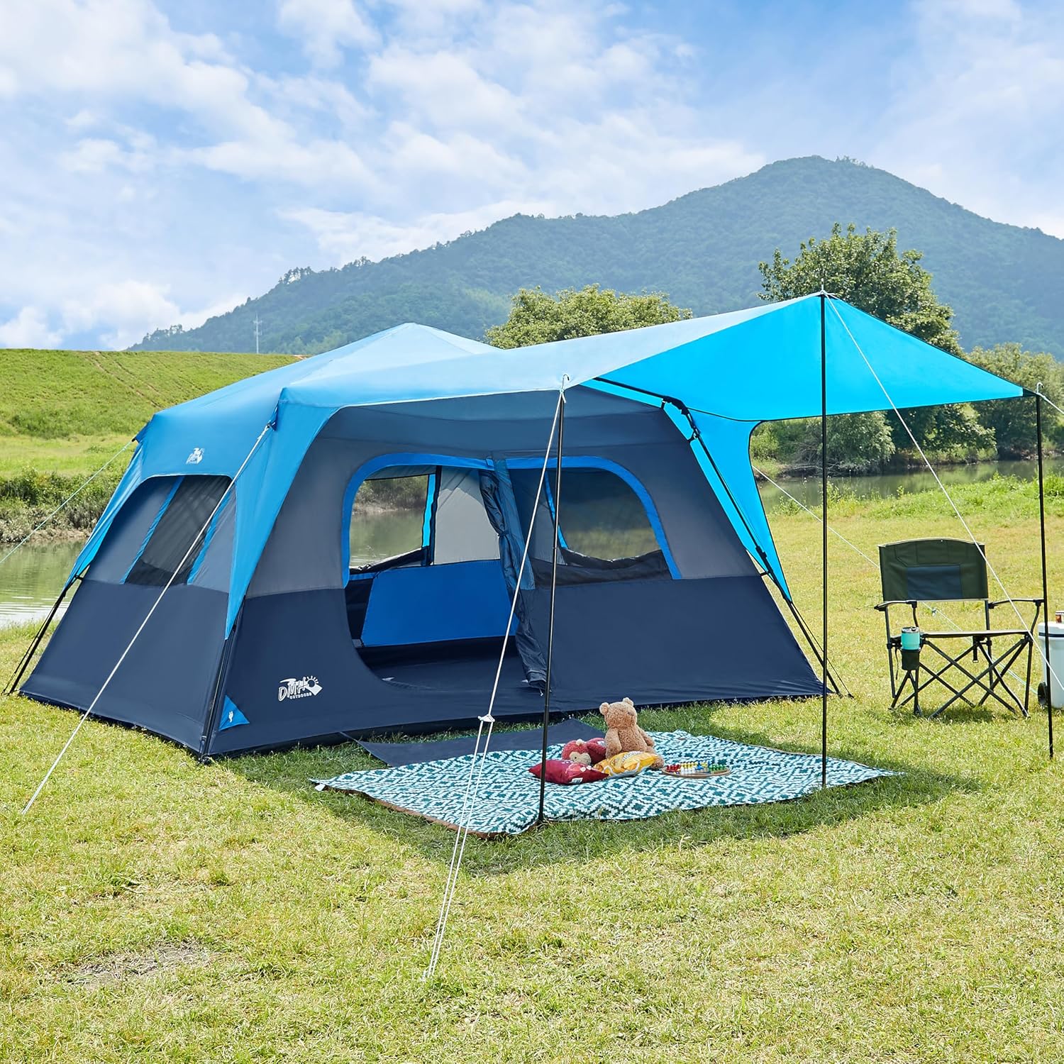 Quick-opening tent family camping tent pop-up camping tent large waterproof tent wourant