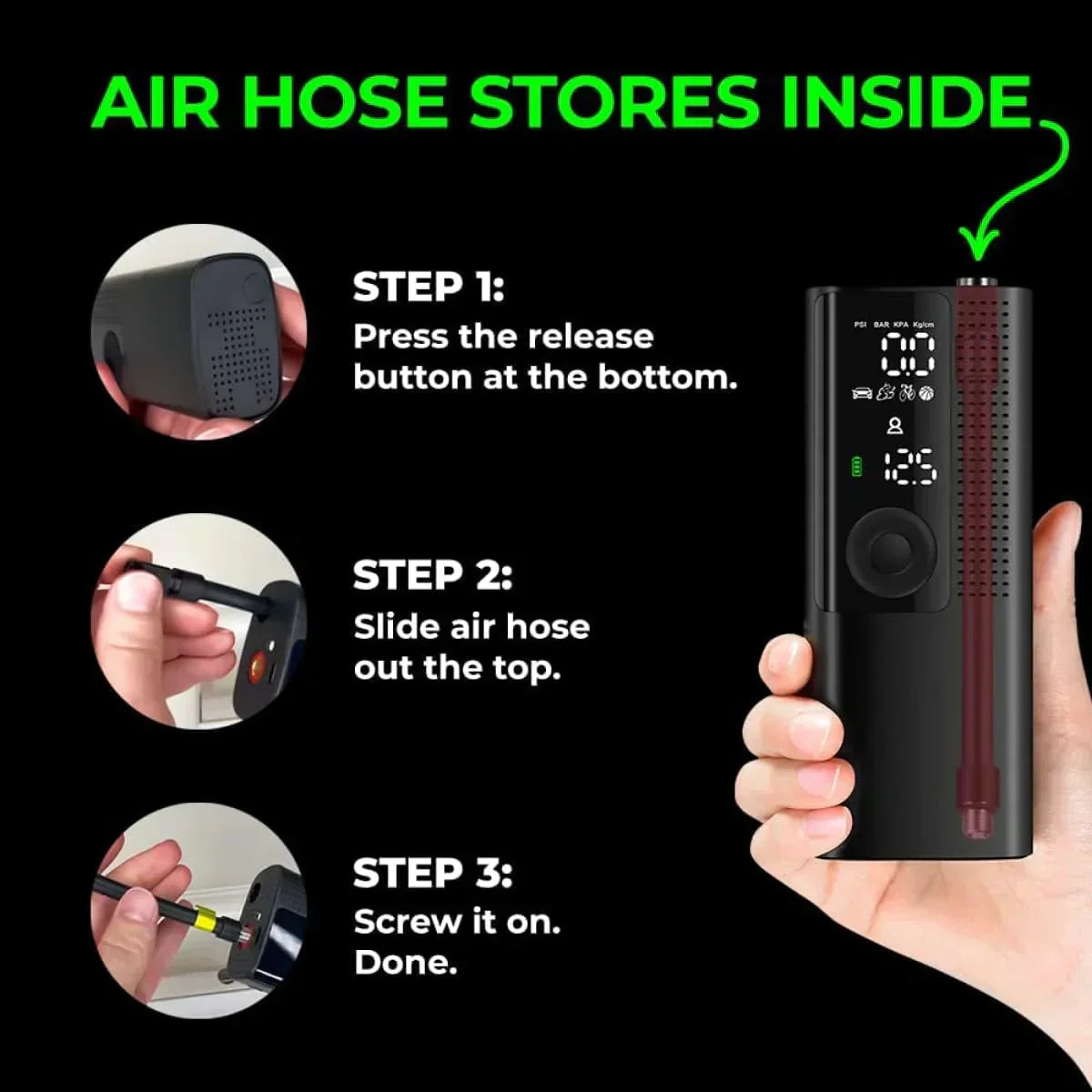 Airmoto Tire Inflator Portable Air Compressor Car Tire Air Pump with Digital Pressure Gauge wourant