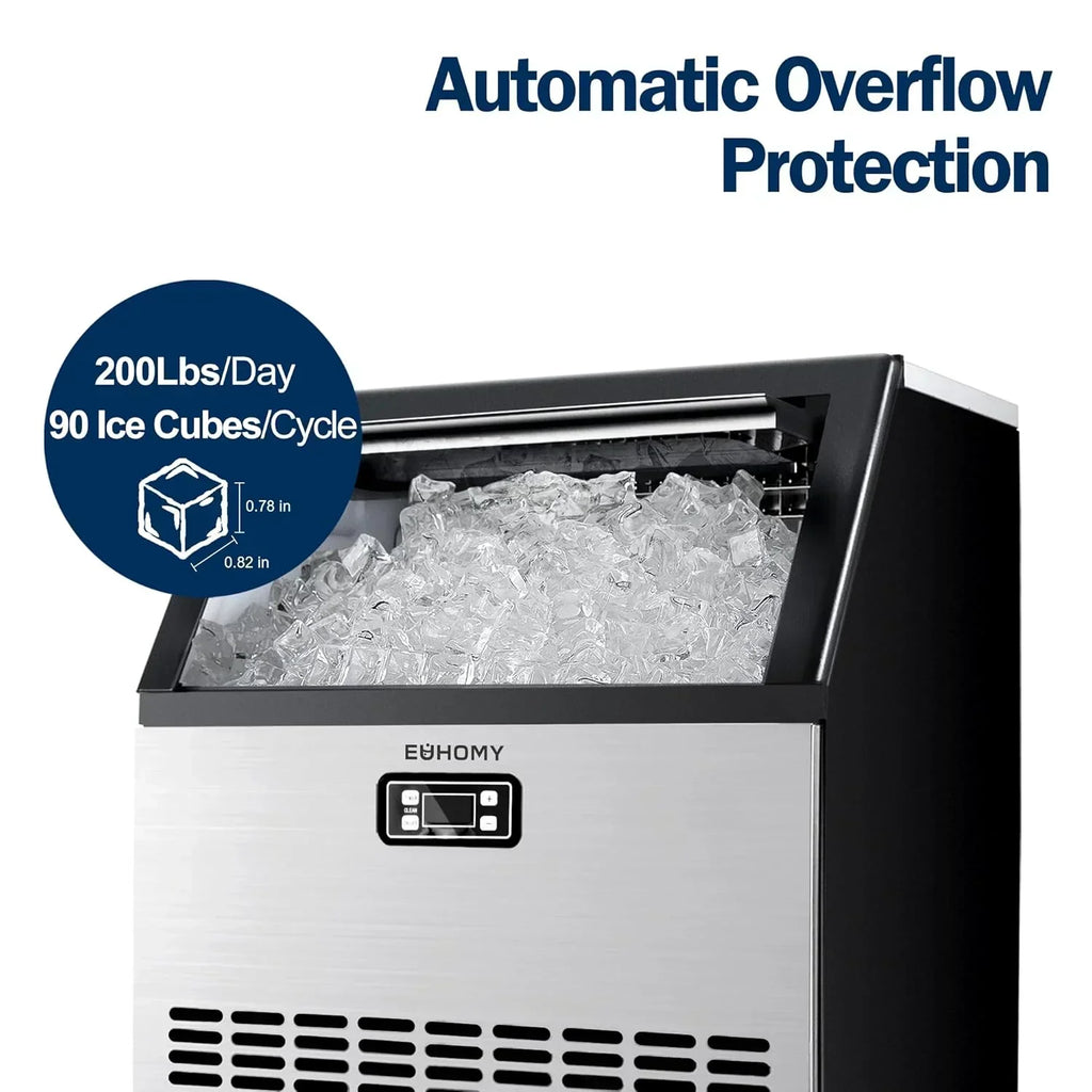 EUHOMY Commercial Ice Maker Machine 100lbs/24H Stainless Steel Under Counter ice Machine wourant