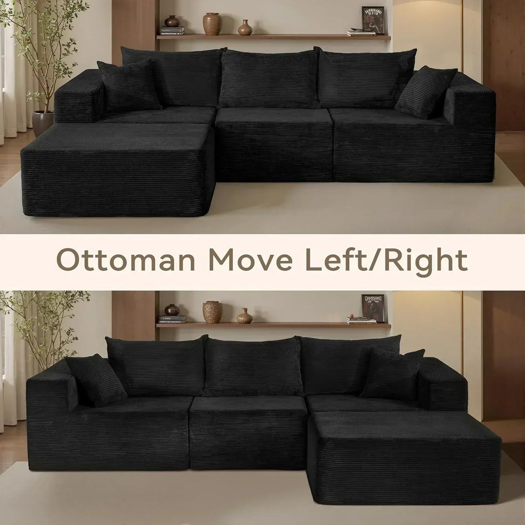 Cloud sofa with L-shaped lounge chair modern modular sofa with deep seats wourant