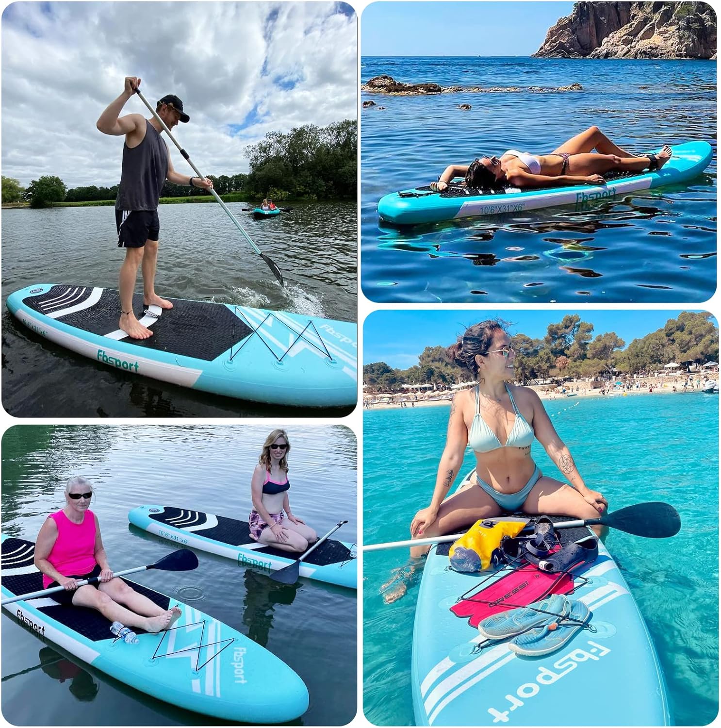FBSPORT 11' Premium Stand Up Paddle Board Yoga Board with Durable SUP Accessories Carry Bag wourant
