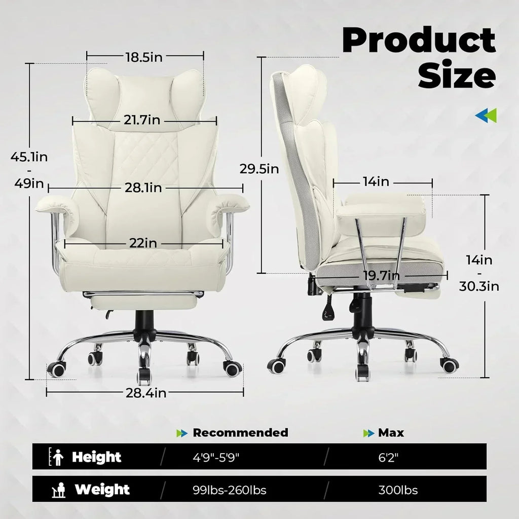 Large high back office chair high back leather gaming chair with footrest wourant