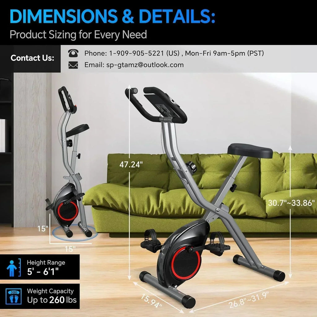 Foldable Exercise Bike Stationary Bikes  5 IN 1 Indoor Workout Cycling Bike Quiet Magnetic Resistance wourant