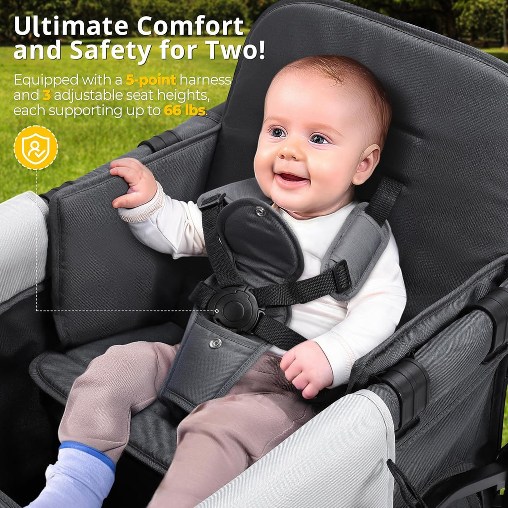 Stroller Wagon for Kids Wagon Stroller Toddlers 2 Seaters All-Terrain Baby Wagon Outdoor wourant