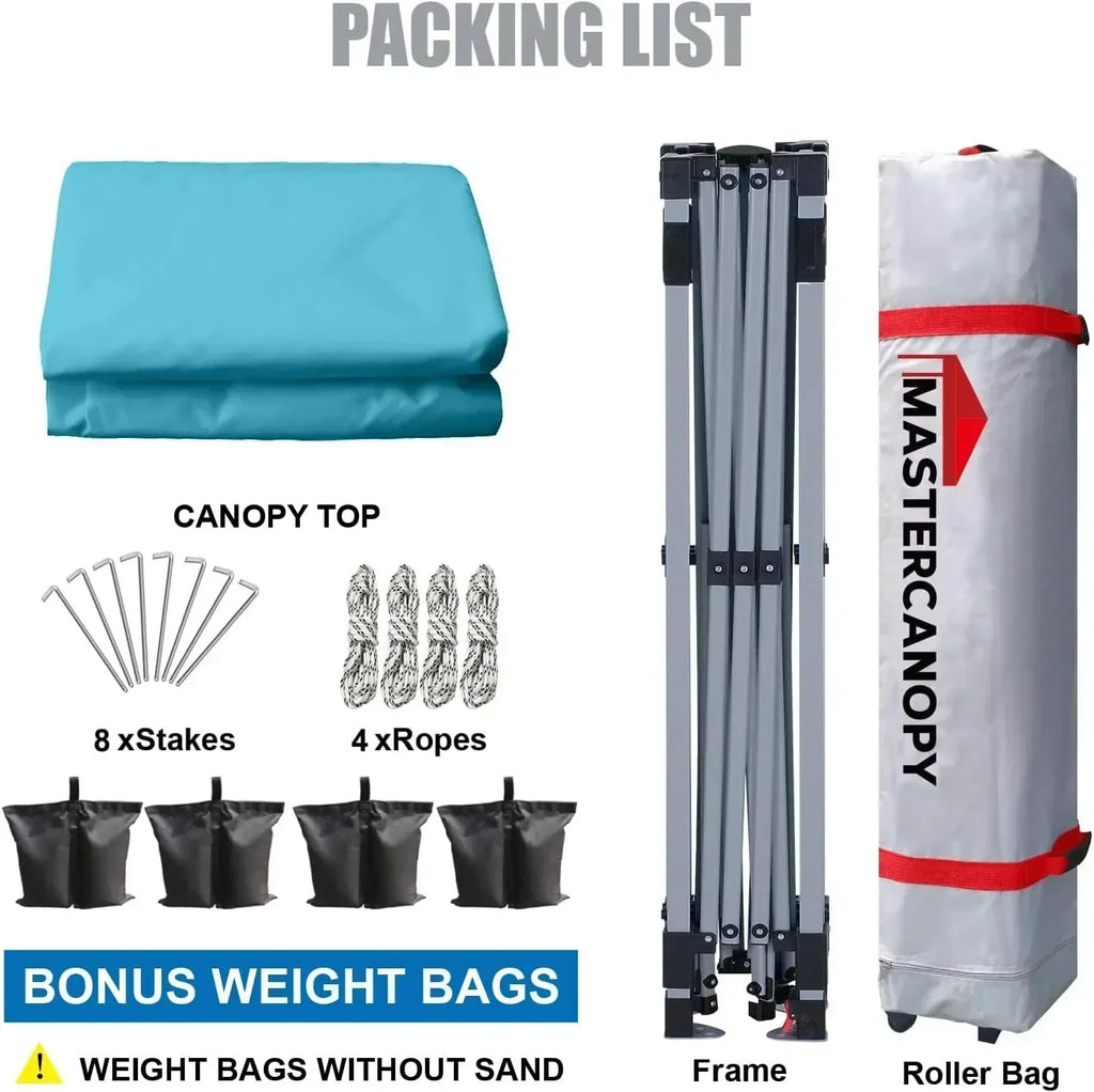 Durable Pop-up Canopy Tent with Roller Bag (10x10 Black) wourant