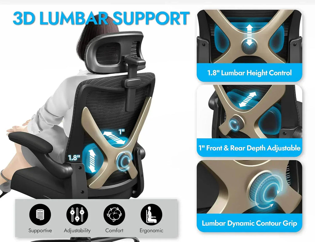Office computer desk and chair gaming chair with lumbar support and headrest wourant