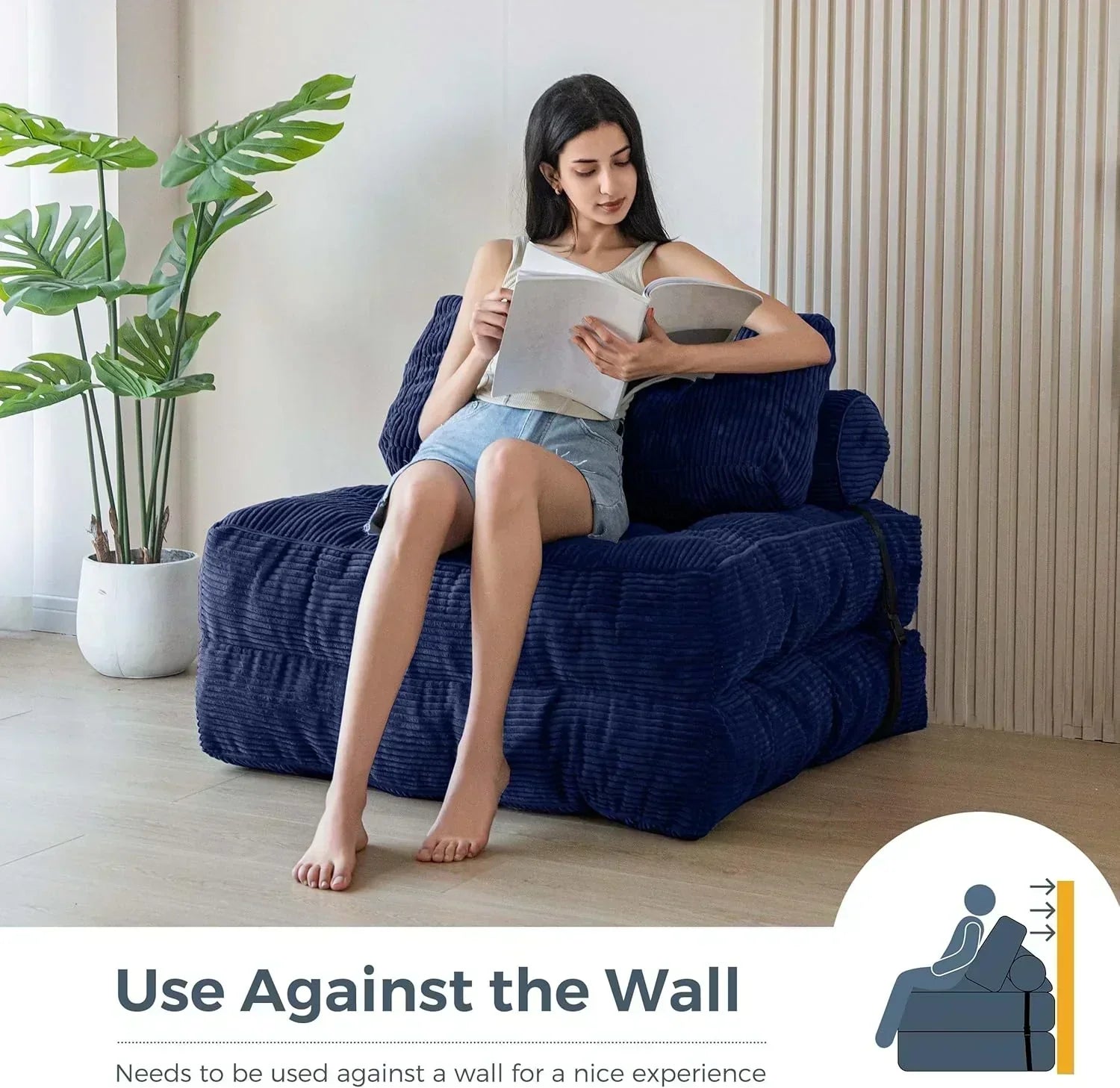 MAXYOYO Folding Sofa Bed Convertible Sleeper Chair with Pillow Foldable Mattress with Back Support wourant