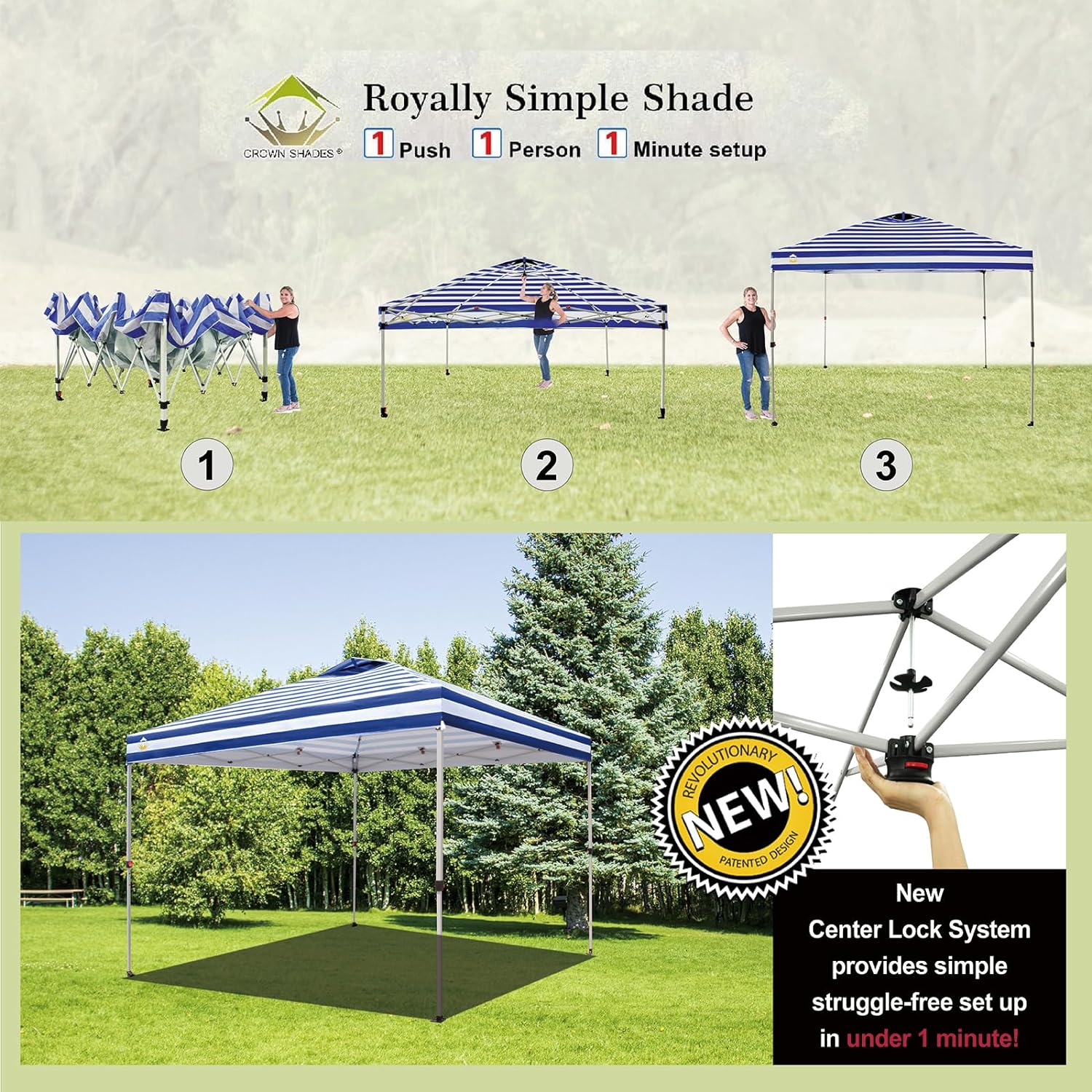 10x10 Pop-Up Awning One-Click Installation Beach Tent Outdoor Sunshade Silver Coated Top wourant