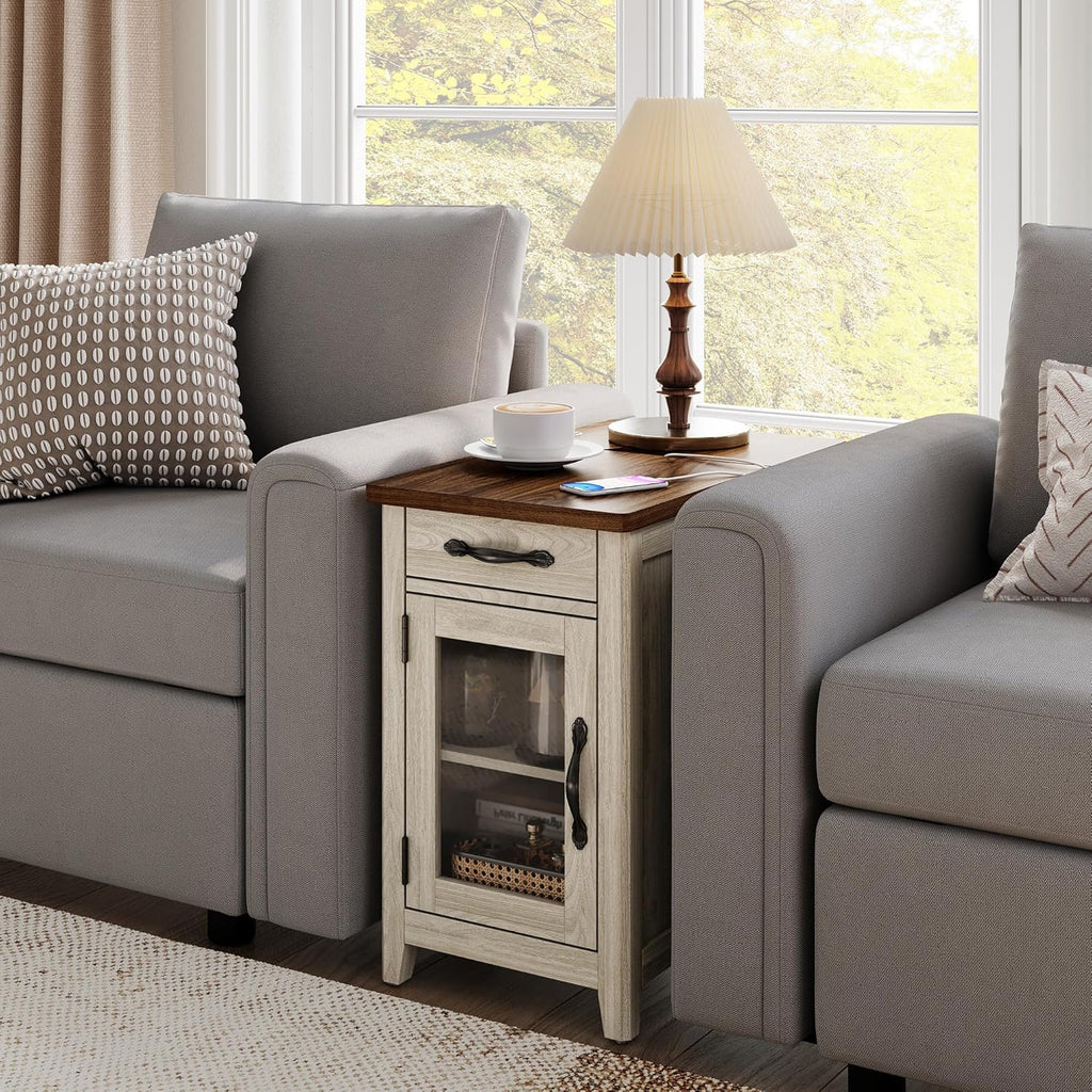 Farmhouse End Table Narrow Side Table Small Nightstand wourant