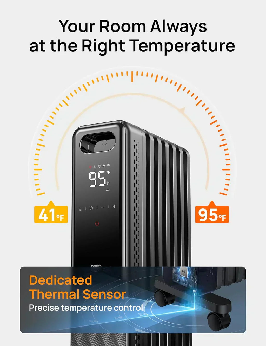 Indoor electric radiant heater with overheat and tip-over protection digital thermostat wourant